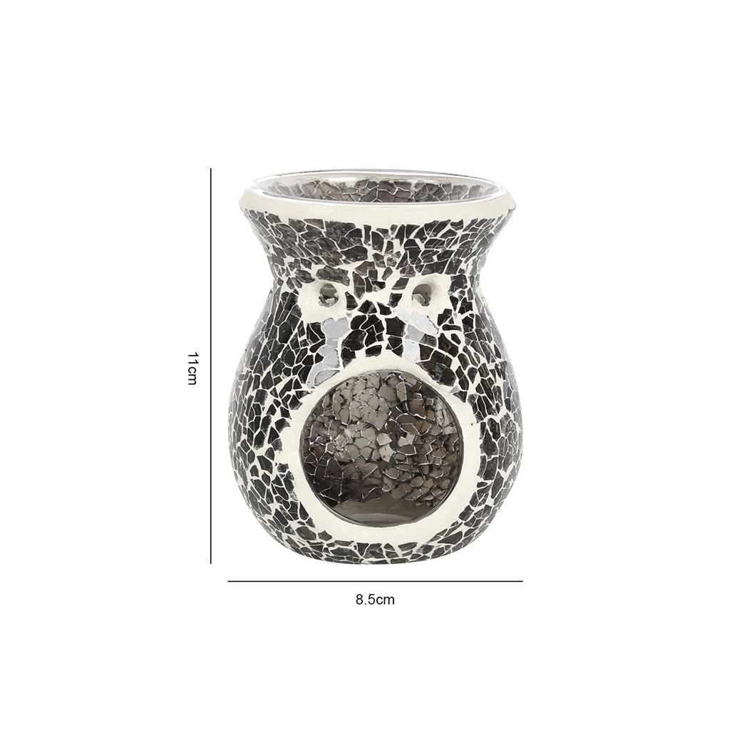N/A Small Gunmetal Grey Crackle Oil Burner and Wax Warmer -