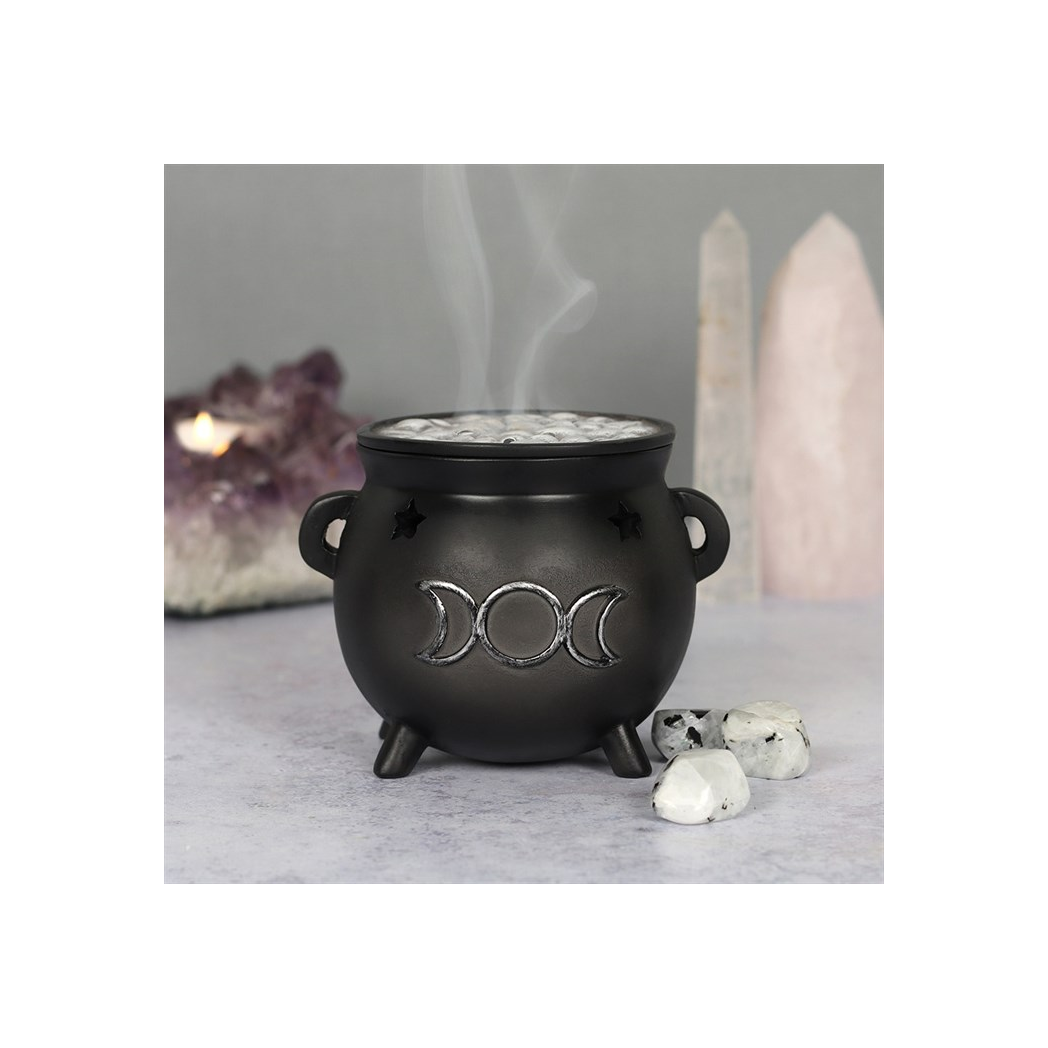 N/A Triple Moon Cauldron Incense Cone Holder -