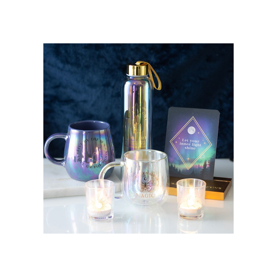 N/A Iridescent Sun and Moon Votive Candle Holders -