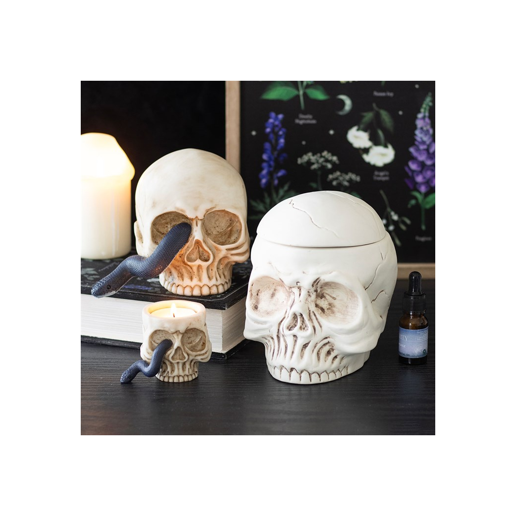 N/A Skull Tealight Holder with Snake -