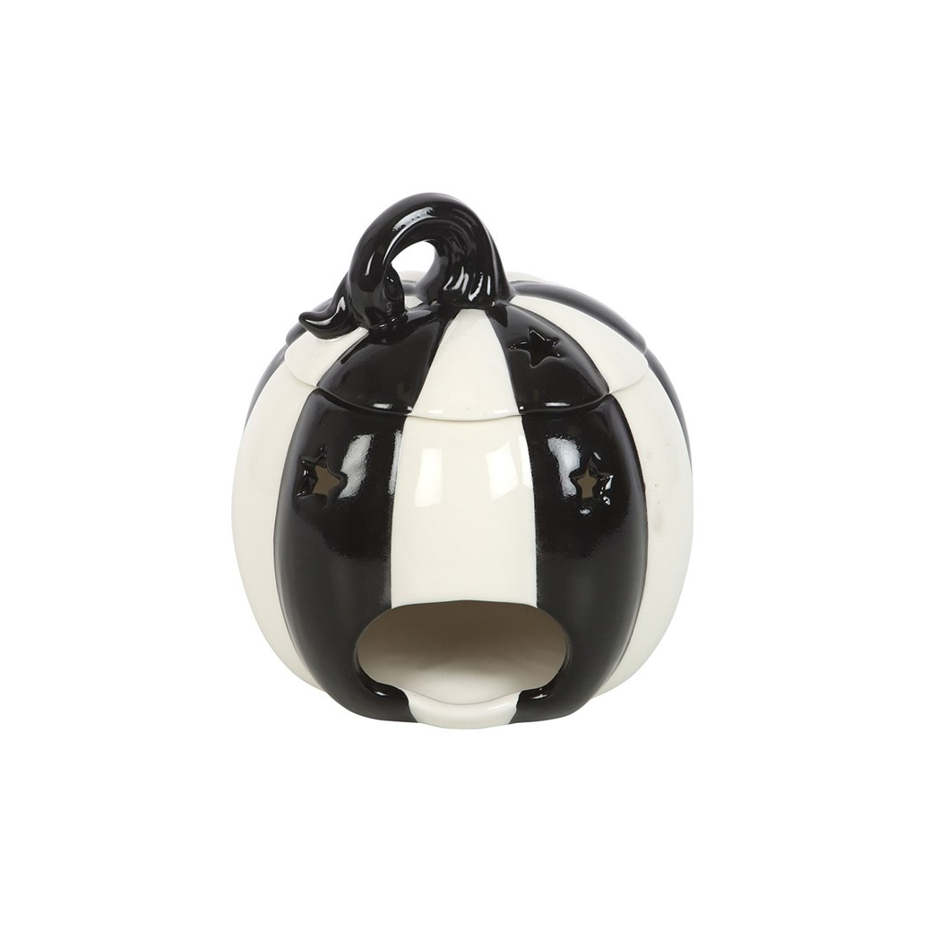 N/A Black and White Striped Pumpkin Oil Burner -