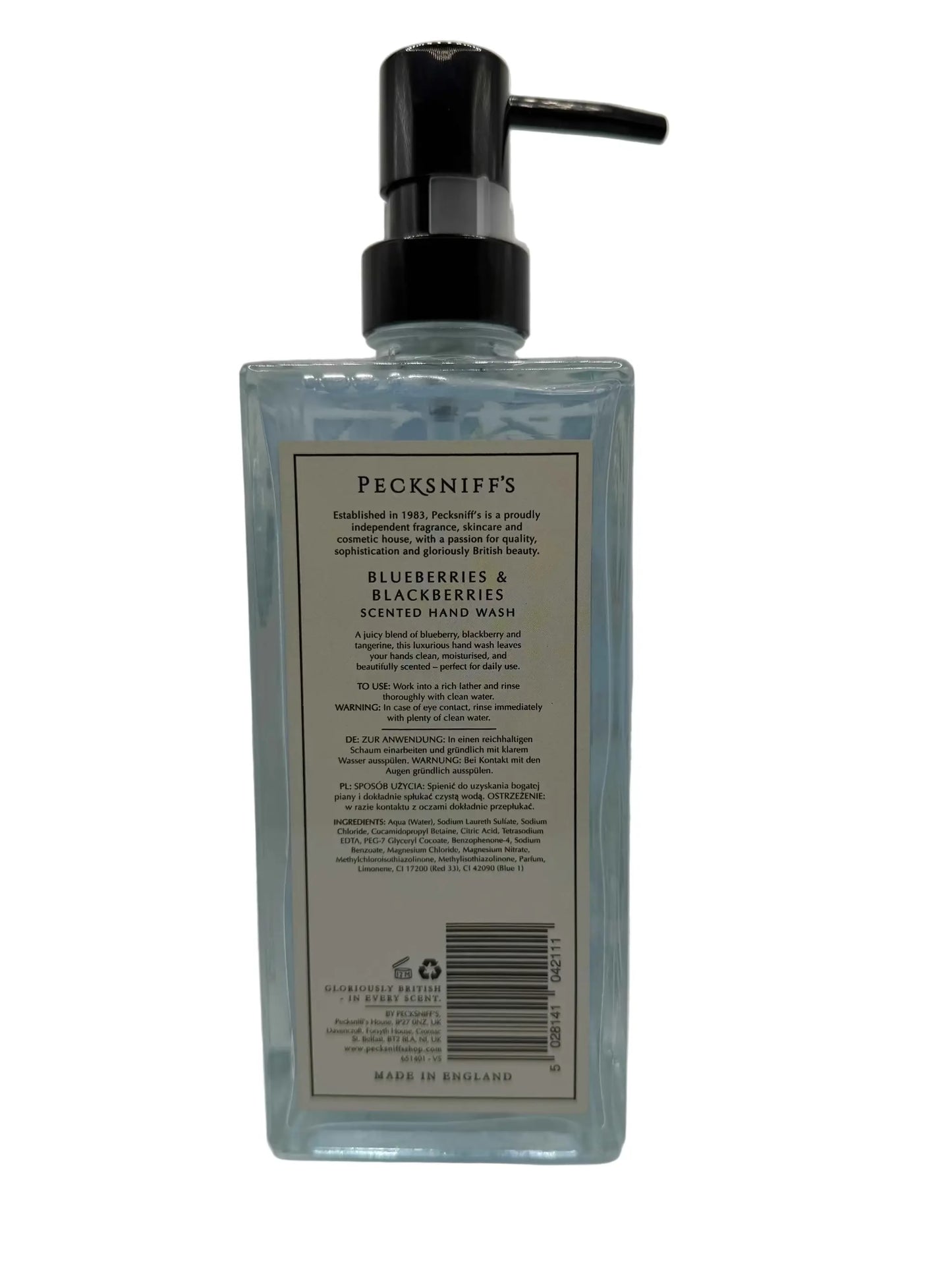 Pecksniffs Hand Wash Blueberries Blackberries 500ml - Luxurious Glass Bottle - Everyday Bargainz