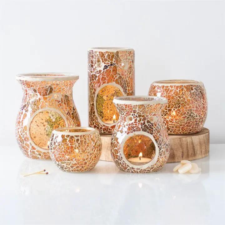 N/A Small Brown Crackle Oil Burner and Wax Warmer -