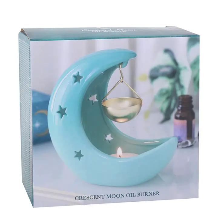 N/A Blue Pastel Crescent Moon Hanging Oil Burner -