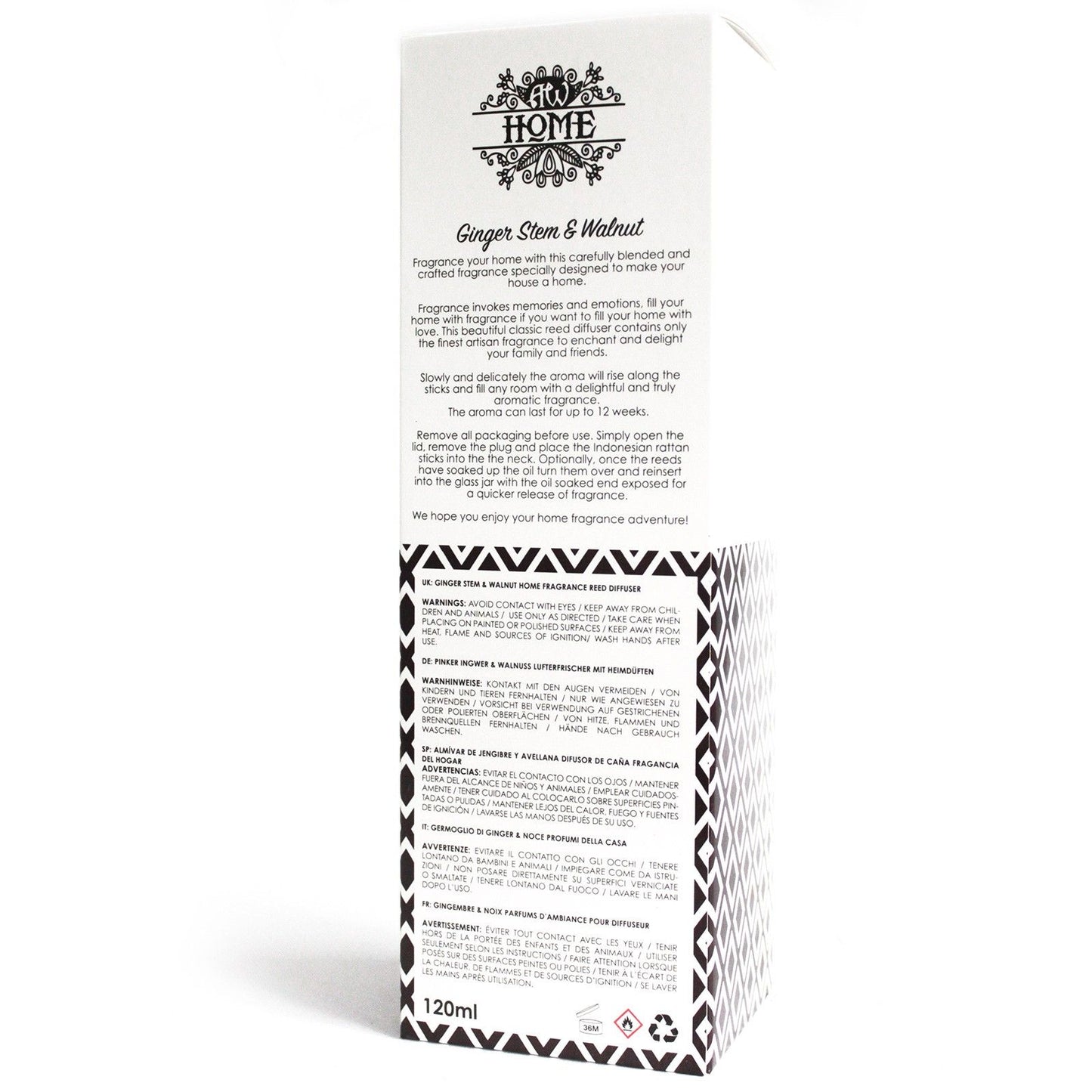120ml Ginger Stem Walnut Reed Diffuser for Invigorating Home Fragrance