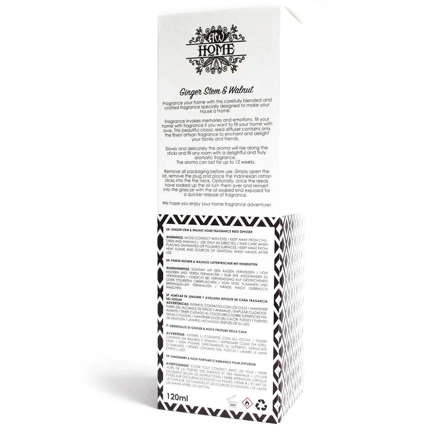 120ml Ginger Stem Walnut Reed Diffuser for Invigorating Home Fragrance - Everyday Bargainz