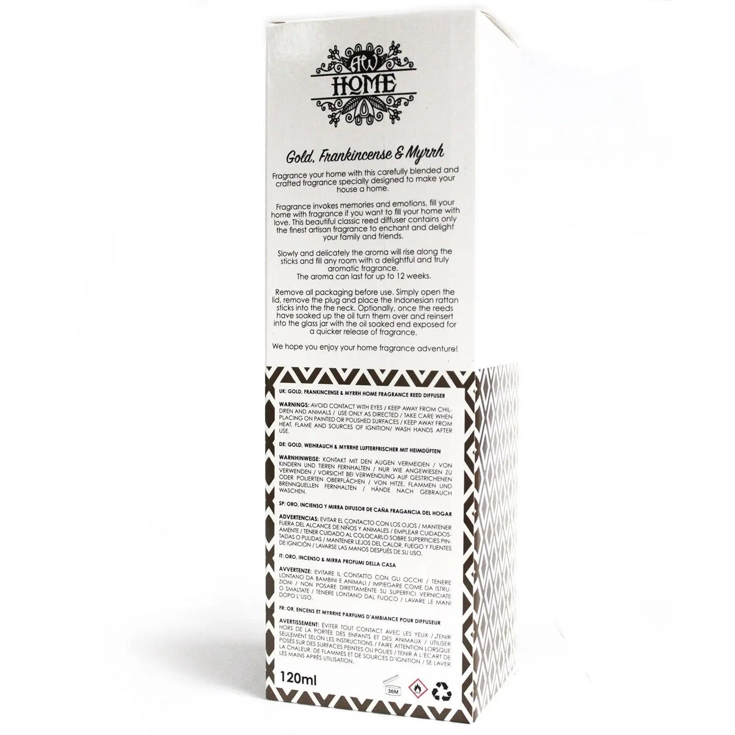 120ml Reed Diffuser Gold Frankincense Myrrh for Invigorating Aromatherapy - Everyday Bargainz