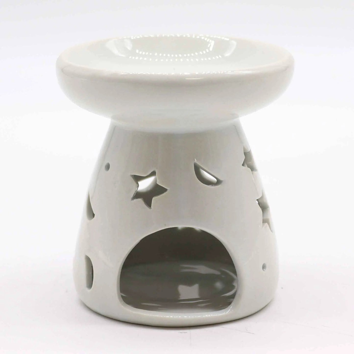 Lrg Classic White Oil Burner - Moon & Star Design for Relaxation - Everyday Bargainz