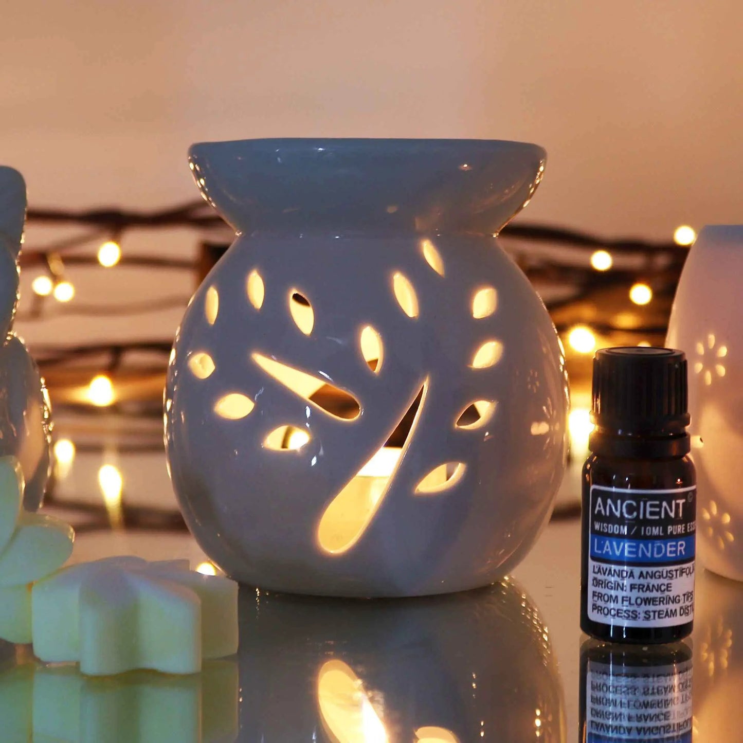 Lrg Classic White Oil Burner - Tree Cut-out Design for Aromatic Relaxation - Everyday Bargainz