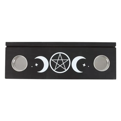 N/A Black Triple Moon Tarot Card Stand Tealight Holder -