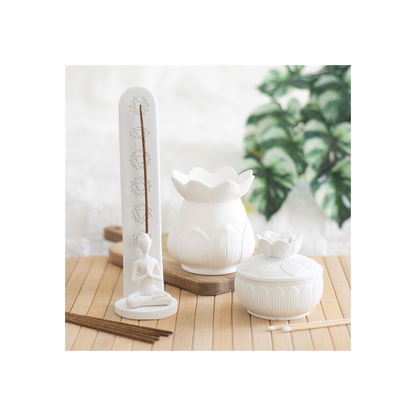 N/A White Chakra and Yoga Pose Incense Stick Holder -