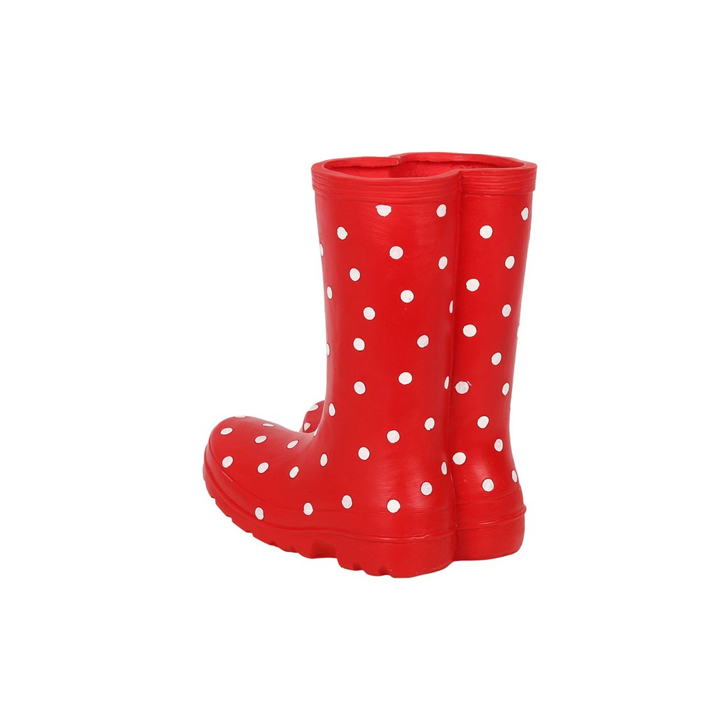 Charming Red Polka Dot Wellington Boot Planter to Brighten Your Space