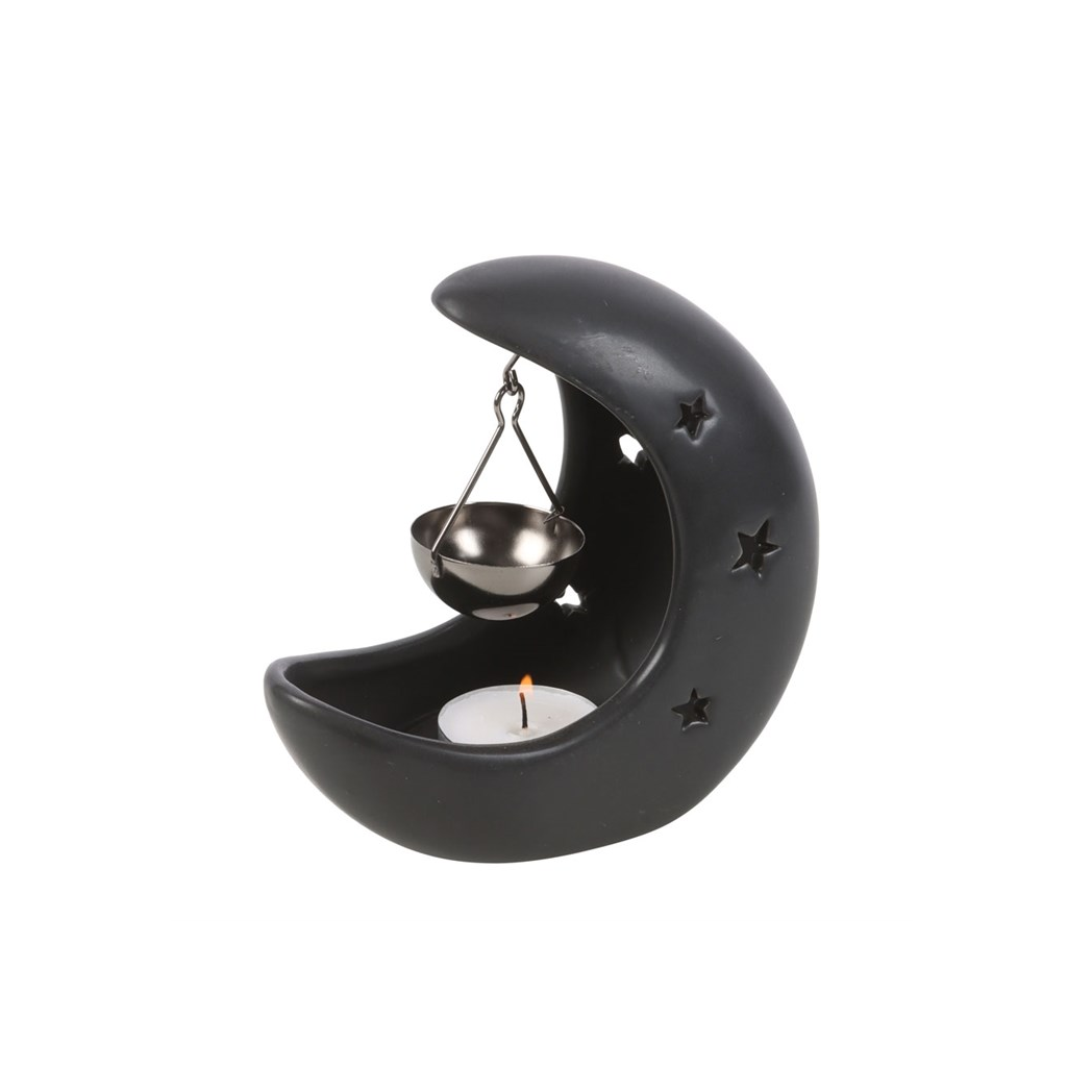N/A Black Crescent Moon Hanging Oil Burner -