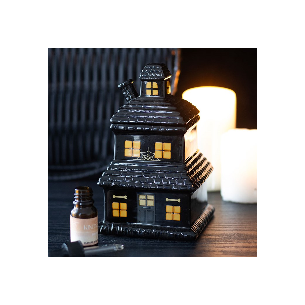 N/A Black Haunted House Oil Burner and Wax Warmer -