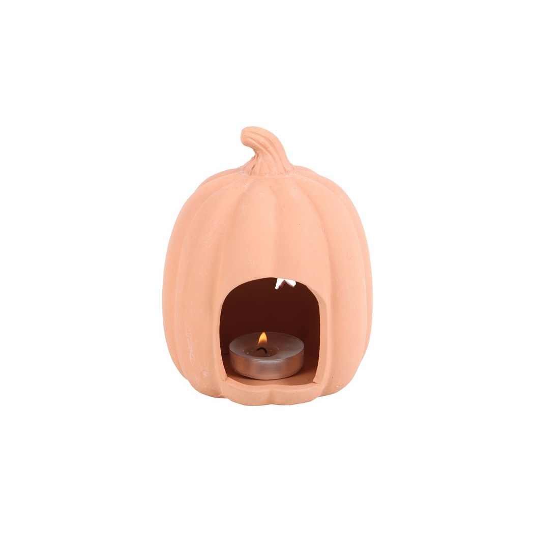 N/A 9cm Terracotta Pumpkin Tealight Holder -