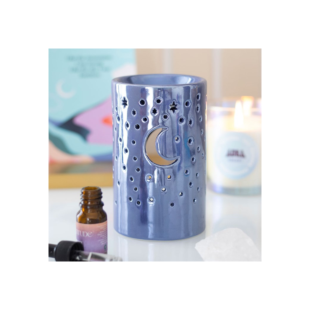 N/A Iridescent Purple Moon Pillar Oil Burner -