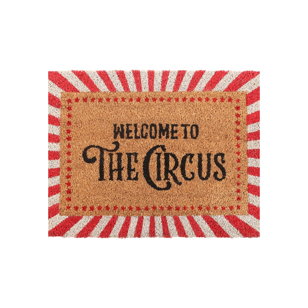 Charming Red Welcome to the Circus Doormat – Perfect for Quirky Homes