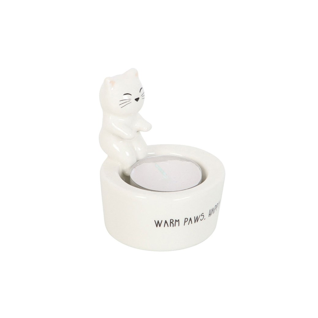 N/A Warm Paws, Happy Heart Cat Tealight Holder -