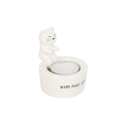 N/A Warm Paws, Happy Heart Cat Tealight Holder -