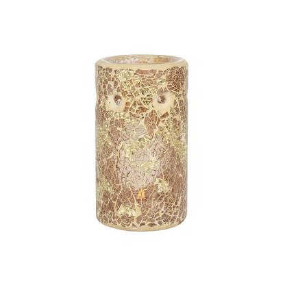 N/A Gold Pillar Crackle Glass Oil Burner and Wax Warmer -