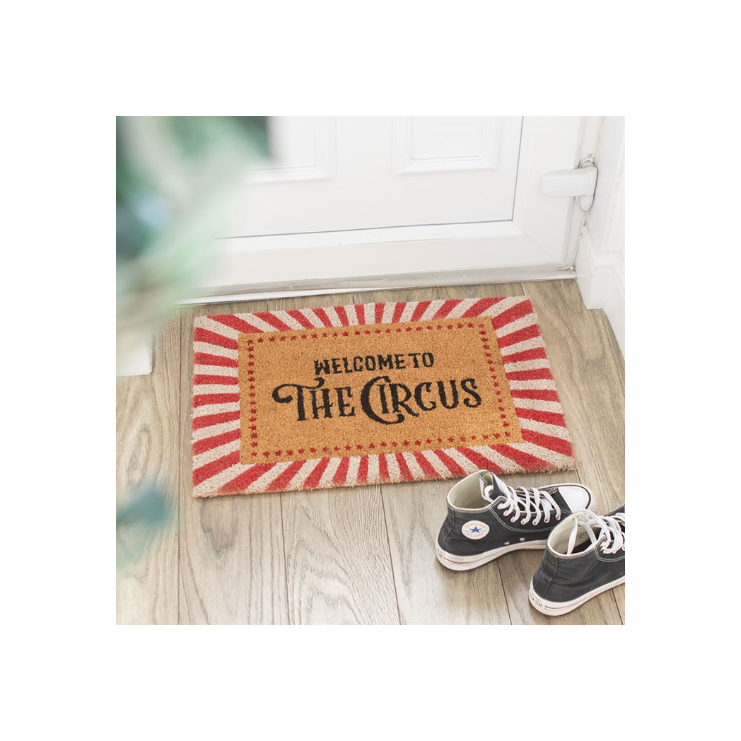 Charming Red Welcome to the Circus Doormat – Perfect for Quirky Homes