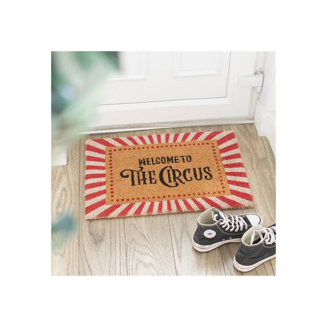 Charming Red Welcome to the Circus Doormat – Perfect for Quirky Homes
