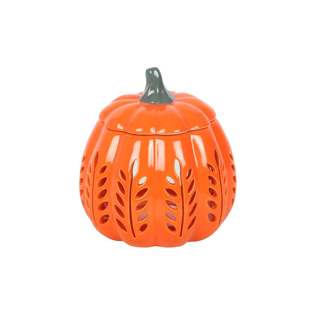 N/A Orange Leaf Cut Out Pumpkin Oil Burner and Wax Warmer -