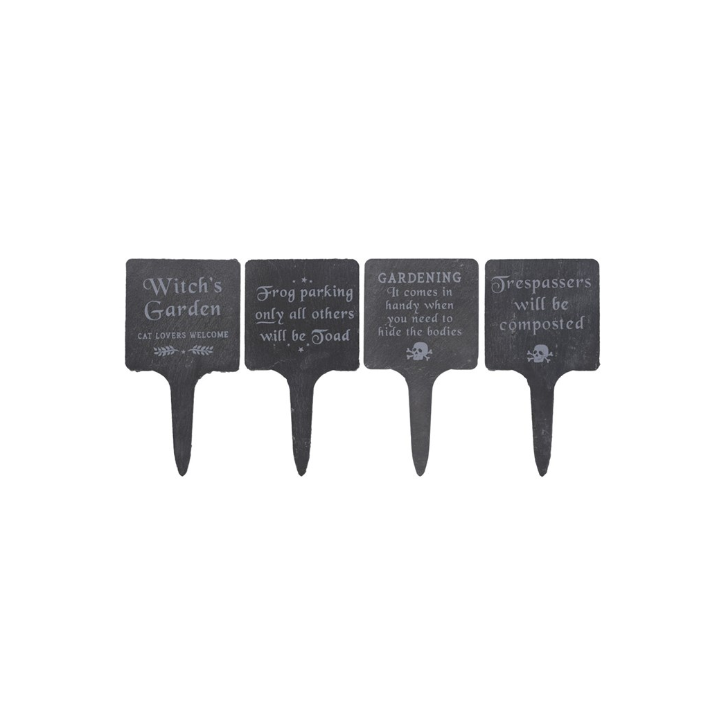 Gothic Garden Signs - Set of 4 Stylish Slate Decorations