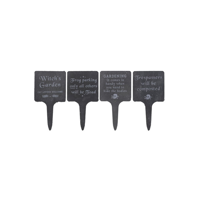 Gothic Garden Signs - Set of 4 Stylish Slate Decorations