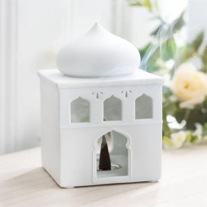 N/A Off White Mosque Oil Burner and Incense Cone Holder -