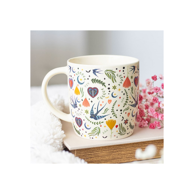 Cream Midnight Bloom Print Mug