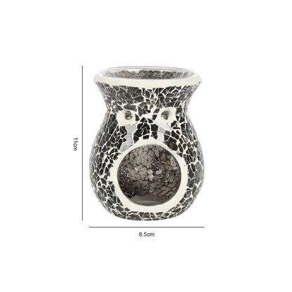 N/A Small Gunmetal Grey Crackle Oil Burner and Wax Warmer -