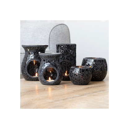 N/A Large Black Crackle Oil Burner and Wax Warmer -