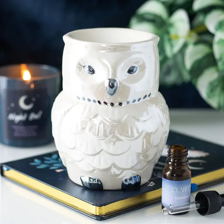 N/A Owl Shaped Iridescent Oil Burner and Wax Warmer -