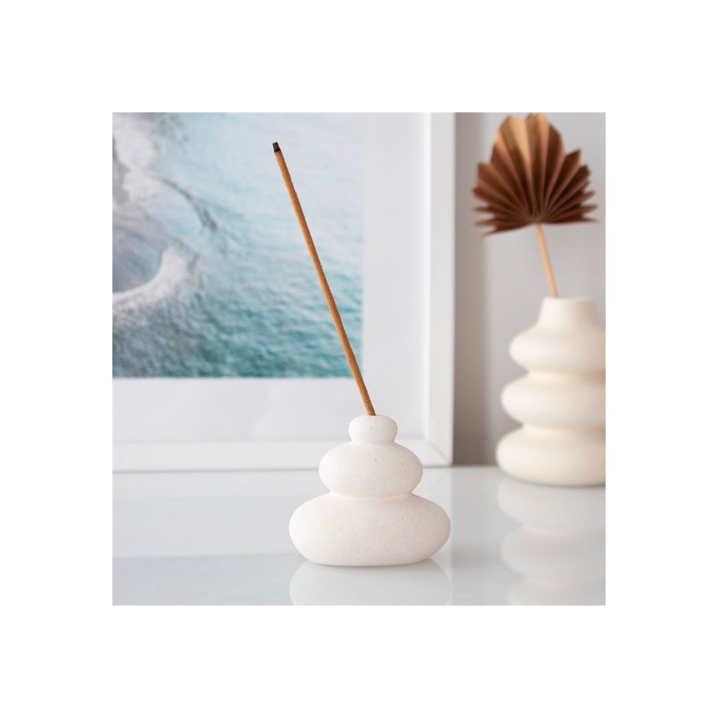 N/A Cream Speckle Balancing Stones Incense Stick Holder -