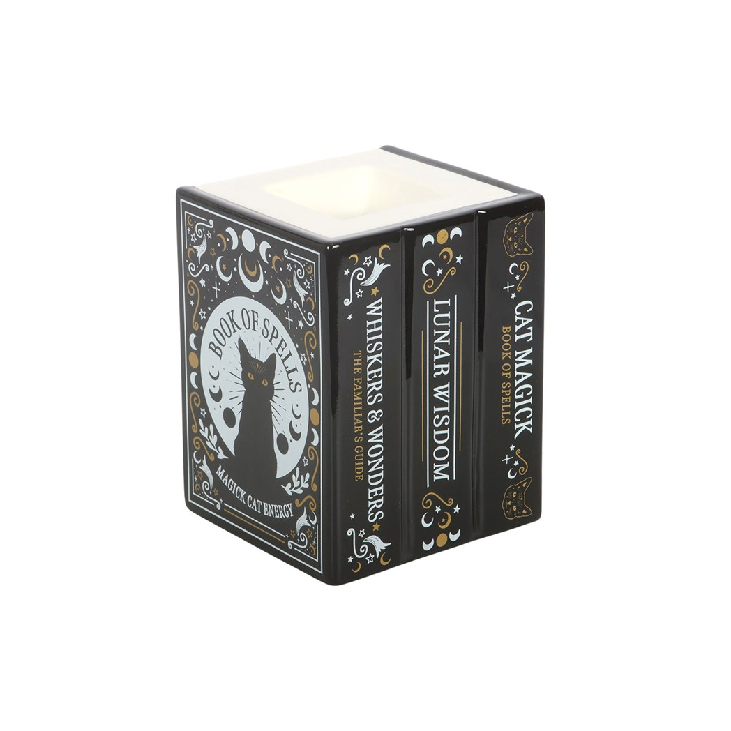 N/A Black Cat Book of Spells Oil Burner and Wax Warmer -