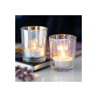 N/A Iridescent Sun and Moon Votive Candle Holders -