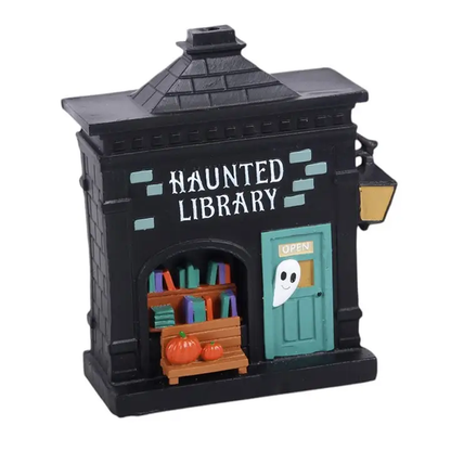 Haunted Library Incense Cone Holder Resin Gothic Halloween Home Decor Gift