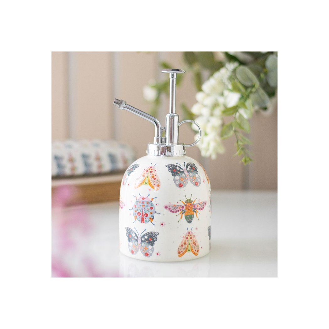 Ceramic Plant Mister with Floral Bug Print