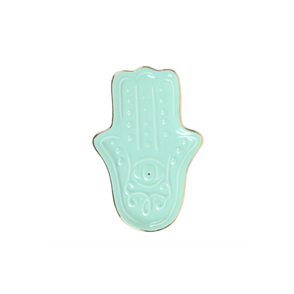 N/A Blue Hamsa Hand Incense Stick Holder -