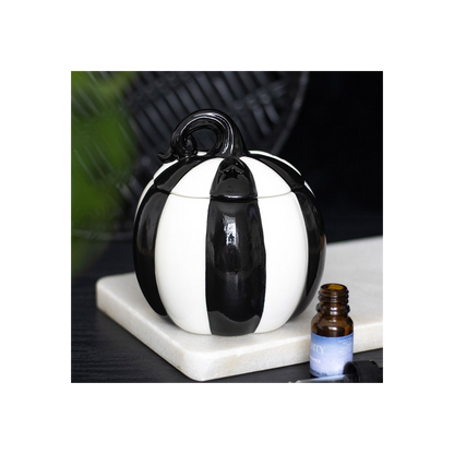 N/A Black and White Striped Pumpkin Oil Burner -