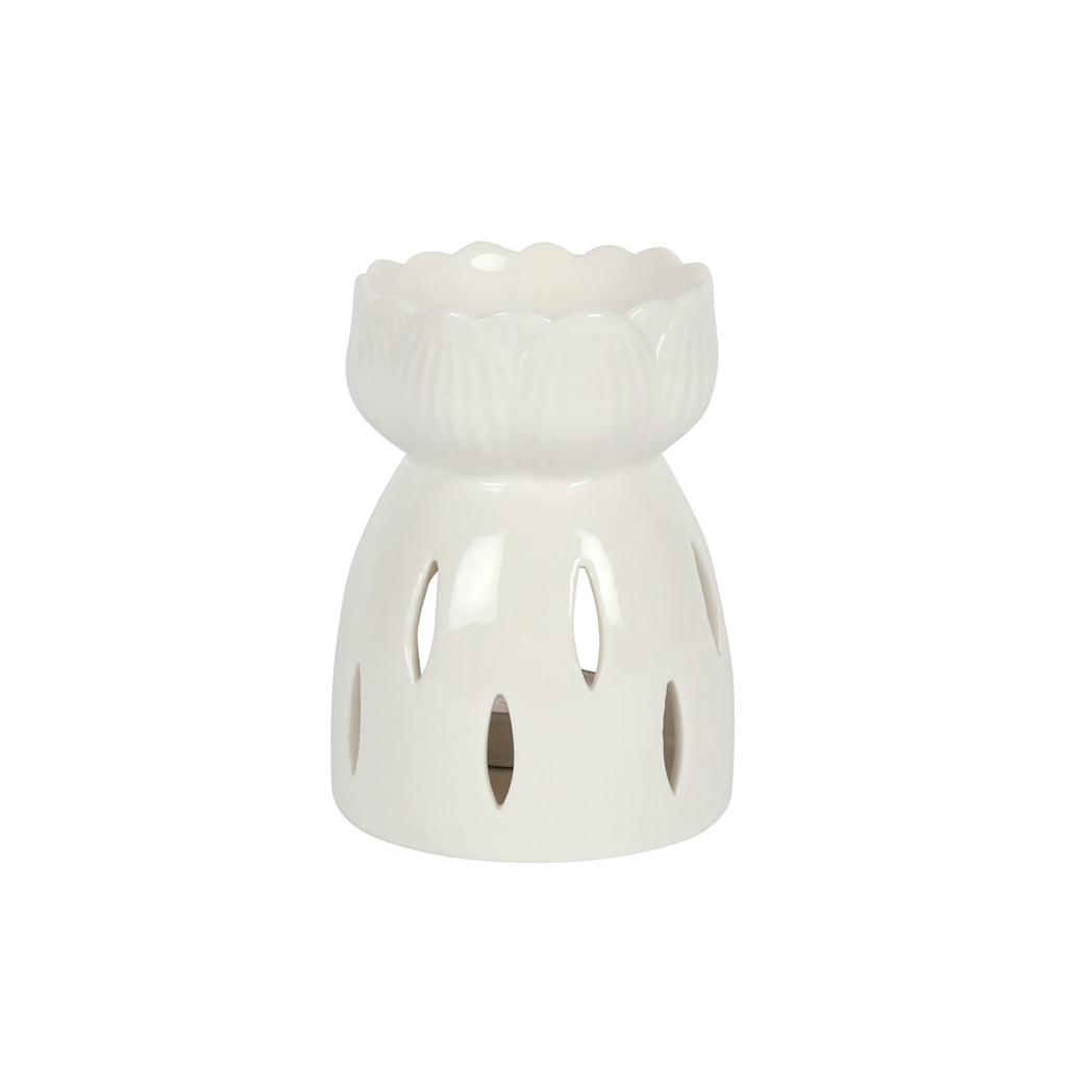 N/A White Gloss Lotus Flower Oil Burner -