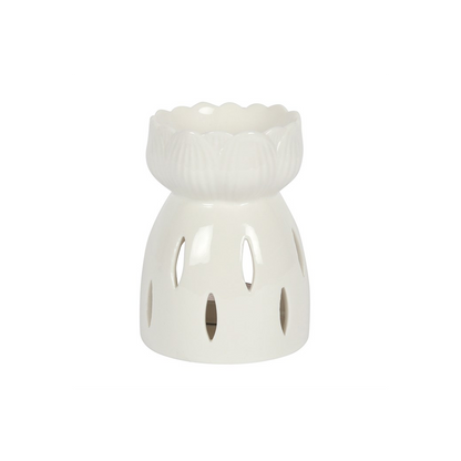 N/A White Gloss Lotus Flower Oil Burner -