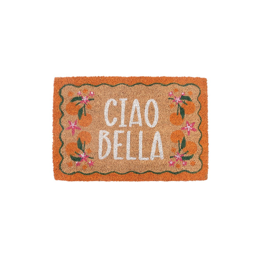 Brighten Up Your Entryway with the Orange Ciao Bella Doormat