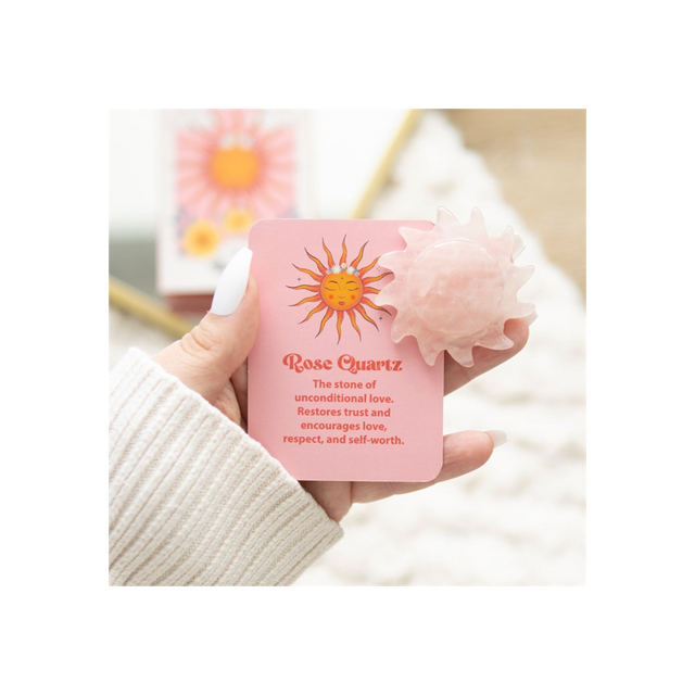 Rose Quartz Crystal Sun Keepsake Stone in a Box