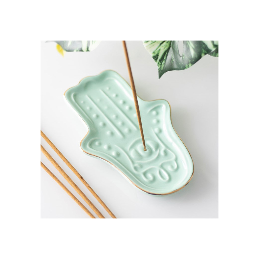 N/A Blue Hamsa Hand Incense Stick Holder -