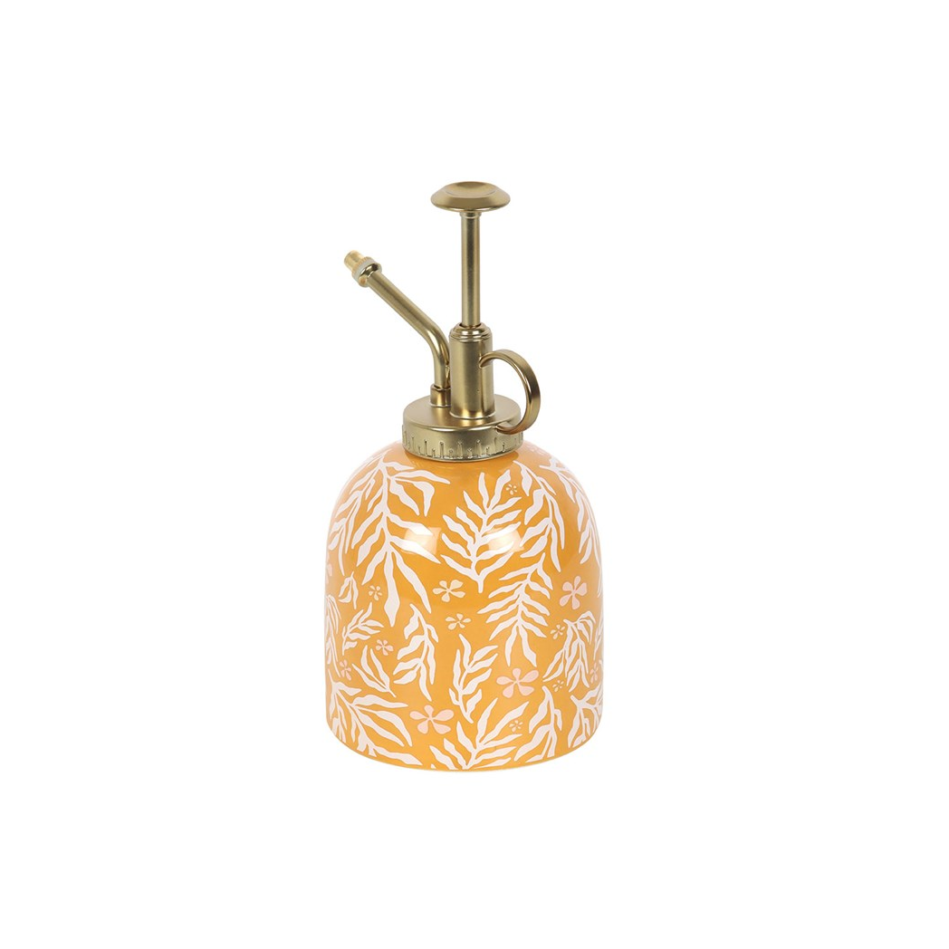 Ceramic Plant Mister with Sunny Yellow Leaf Print