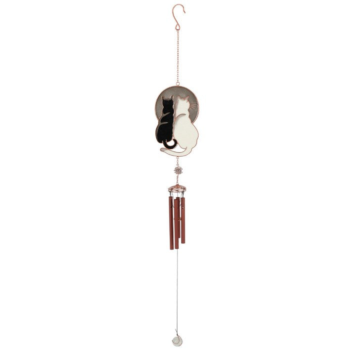 Cat Wind Chime with Moon-Gazing Cats