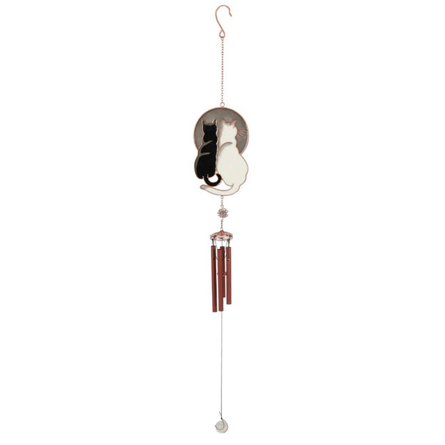 Cat Wind Chime with Moon-Gazing Cats