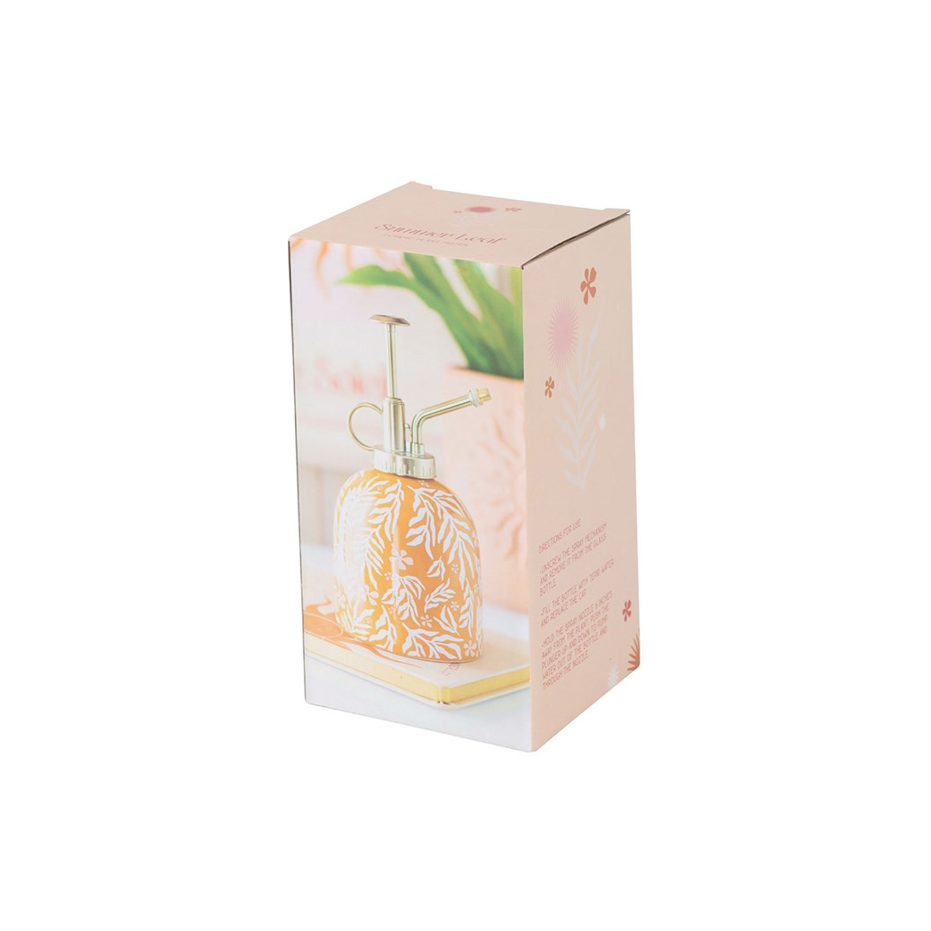 Ceramic Plant Mister with Sunny Yellow Leaf Print